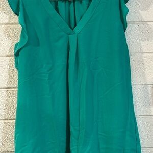 Rose & Olive Turquoise V-Neck Blouse